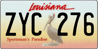 LA license plate ZYC276