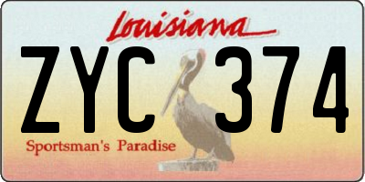 LA license plate ZYC374
