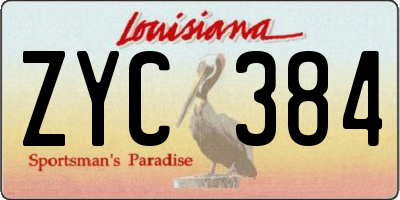 LA license plate ZYC384