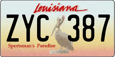 LA license plate ZYC387