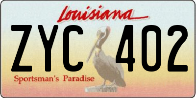 LA license plate ZYC402