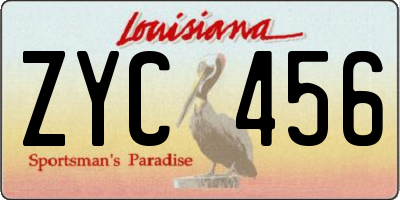LA license plate ZYC456