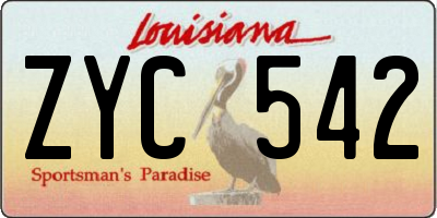 LA license plate ZYC542