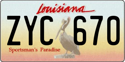 LA license plate ZYC670