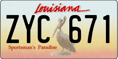 LA license plate ZYC671