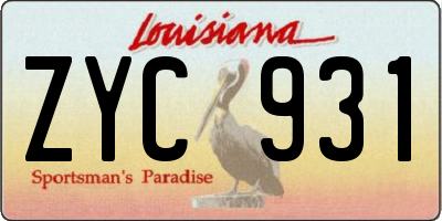 LA license plate ZYC931