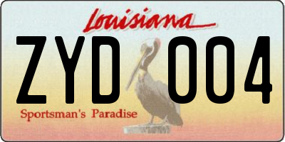 LA license plate ZYD004