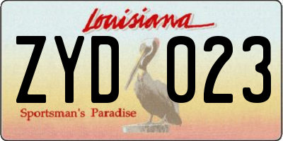 LA license plate ZYD023
