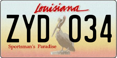 LA license plate ZYD034