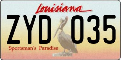 LA license plate ZYD035