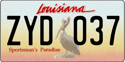 LA license plate ZYD037