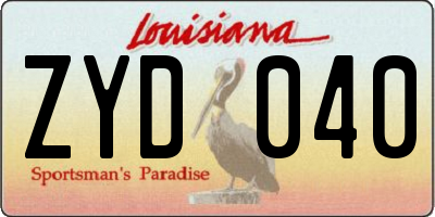 LA license plate ZYD040