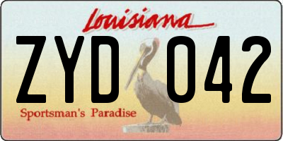 LA license plate ZYD042