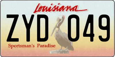 LA license plate ZYD049