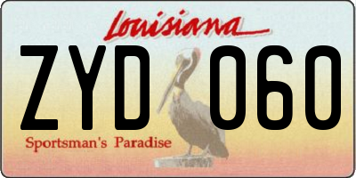 LA license plate ZYD060