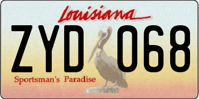 LA license plate ZYD068