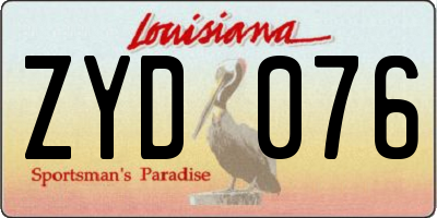 LA license plate ZYD076