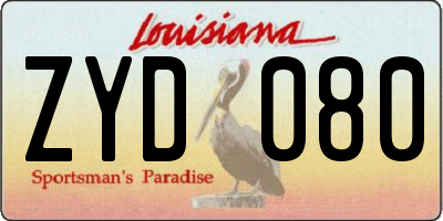 LA license plate ZYD080