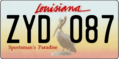 LA license plate ZYD087