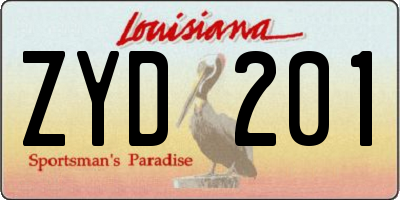 LA license plate ZYD201