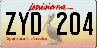 LA license plate ZYD204