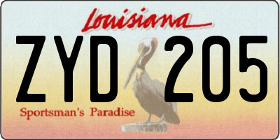 LA license plate ZYD205