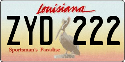 LA license plate ZYD222