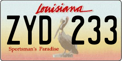 LA license plate ZYD233