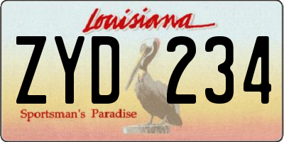 LA license plate ZYD234
