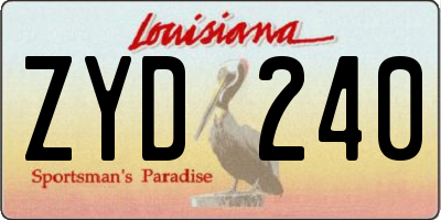 LA license plate ZYD240