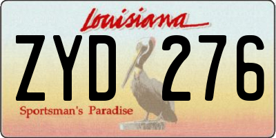 LA license plate ZYD276