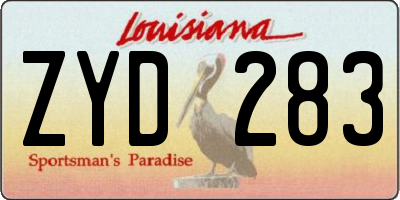 LA license plate ZYD283