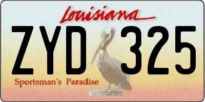LA license plate ZYD325
