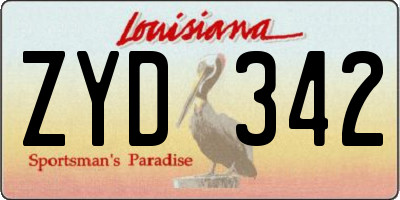 LA license plate ZYD342