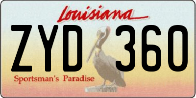 LA license plate ZYD360