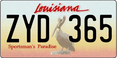 LA license plate ZYD365