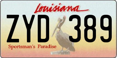 LA license plate ZYD389