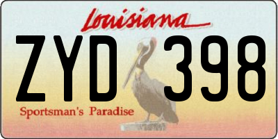 LA license plate ZYD398