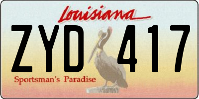 LA license plate ZYD417