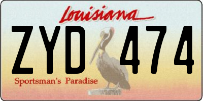 LA license plate ZYD474