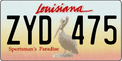 LA license plate ZYD475