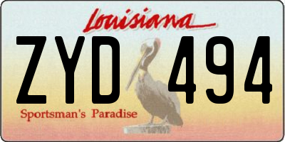 LA license plate ZYD494