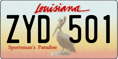 LA license plate ZYD501