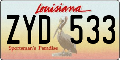 LA license plate ZYD533