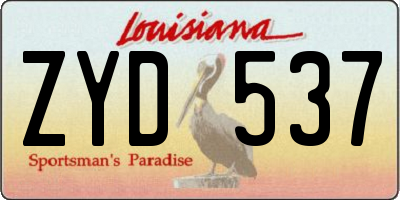 LA license plate ZYD537