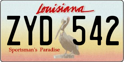 LA license plate ZYD542