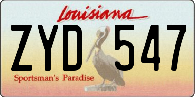 LA license plate ZYD547