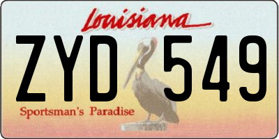 LA license plate ZYD549