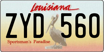 LA license plate ZYD560