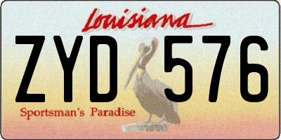 LA license plate ZYD576